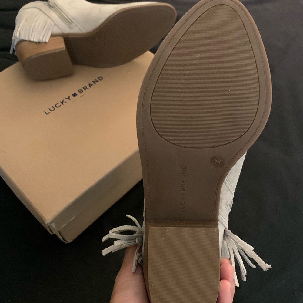 • [Lucky Brand] Suede Fringe Booties • - Picture 3 of 15